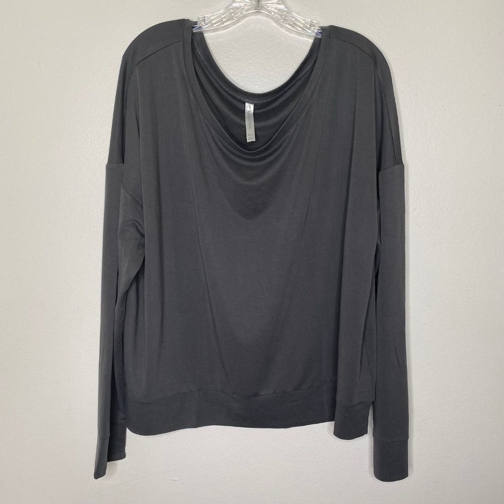 FABLETICS GRAY SCOOP NECK PULLOVER LONG SLEEVE SWEATSHIRT XXL